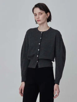 PureCashmere NYCVolume Sleeve Cardigan - Graphite 13 PureCashmere NYCVolume Sleeve Cardigan - Graphite -ULLA JOHNSON Clothing Shop Volume Sleeve Cardigan Graphite 20230925214341